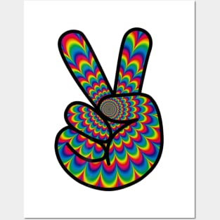 Psychedelic Hippie Peace Sign T Shirt Cool Hippy Costume Posters and Art